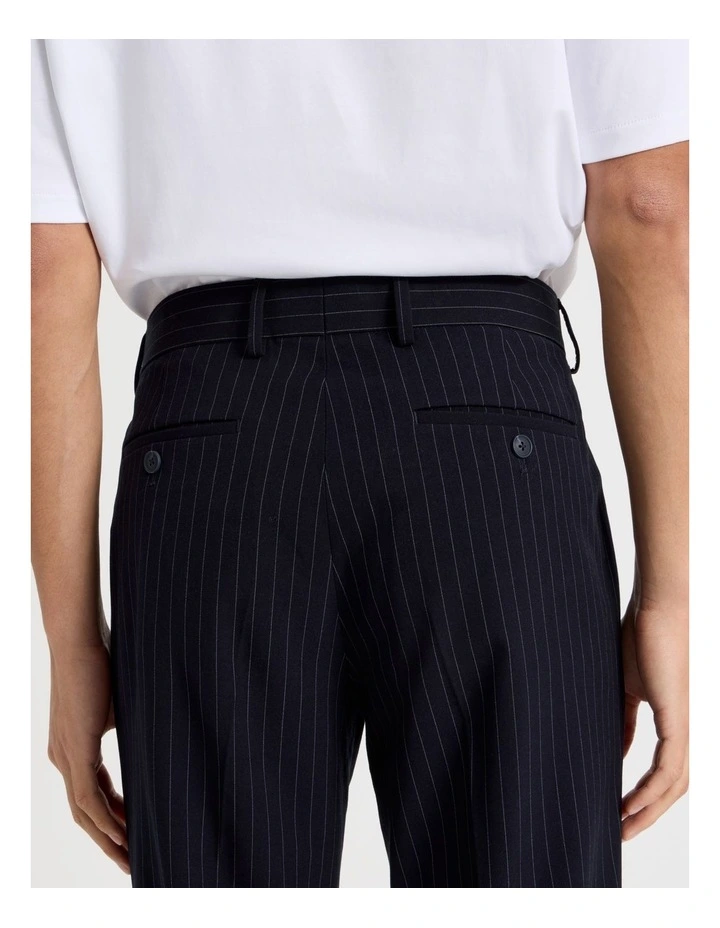 Tailored Pinstripe Trousers in Navy image 5