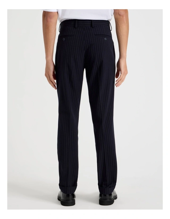 Tailored Pinstripe Trousers in Navy image 6