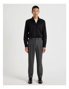 Pleated Twill Trouser in Grey