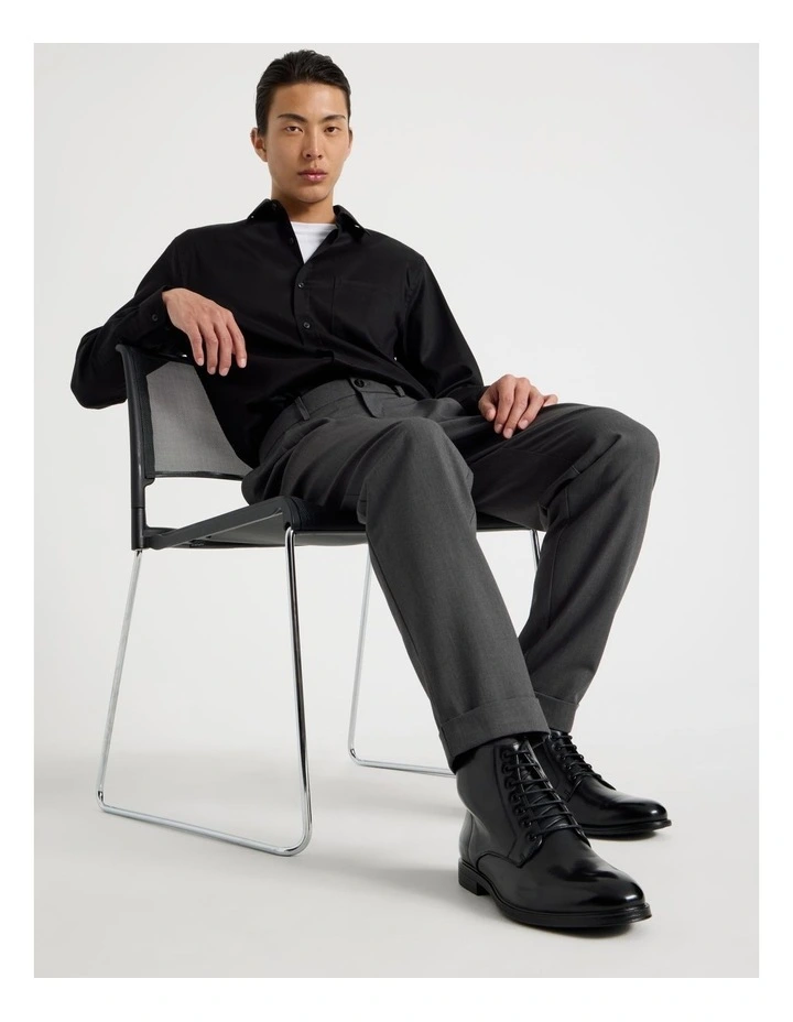 Pleated Twill Trouser in Grey image 2