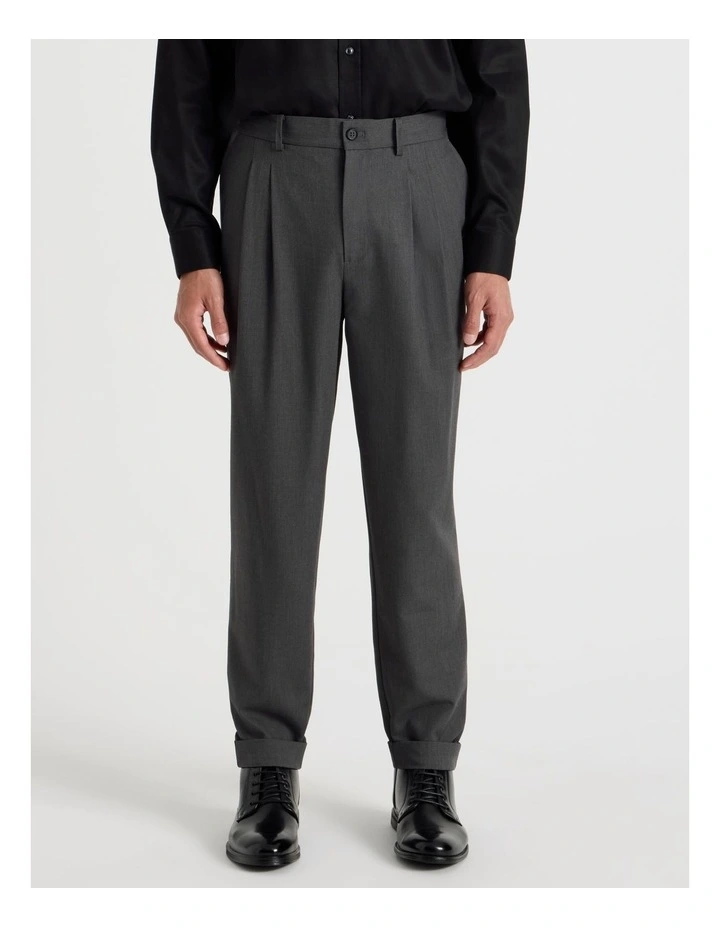 Pleated Twill Trouser in Grey image 3