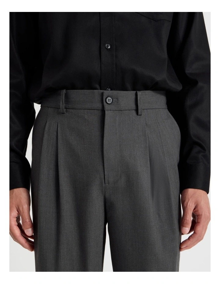 Pleated Twill Trouser in Grey image 4
