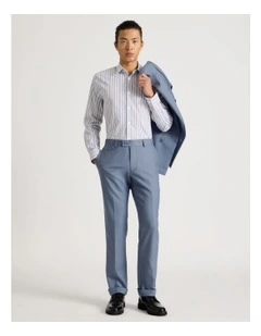 Straight Leg Wool Trousers in Blue