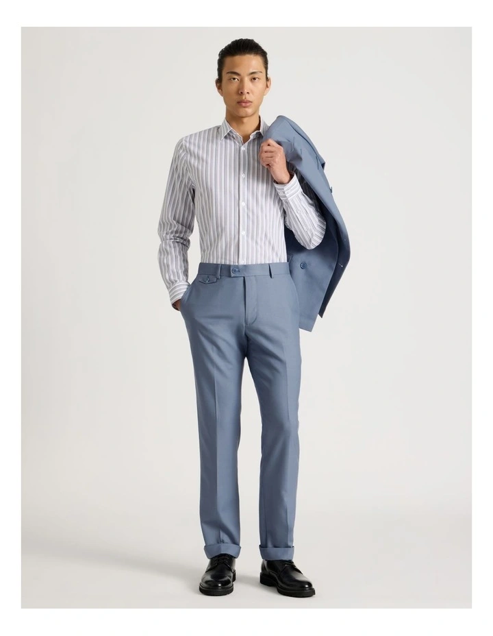 Straight Leg Wool Trousers in Blue image 1