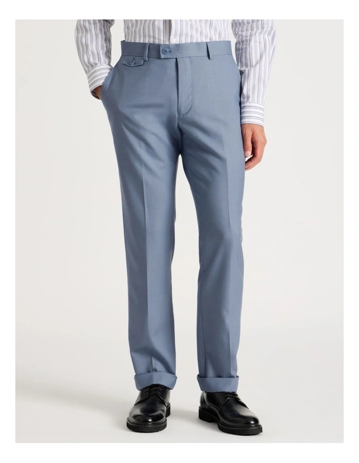 Straight Leg Wool Trousers in Blue image 2