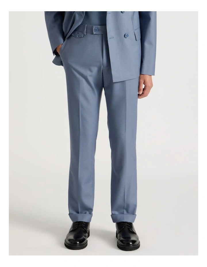 Straight Leg Wool Trousers in Blue image 4