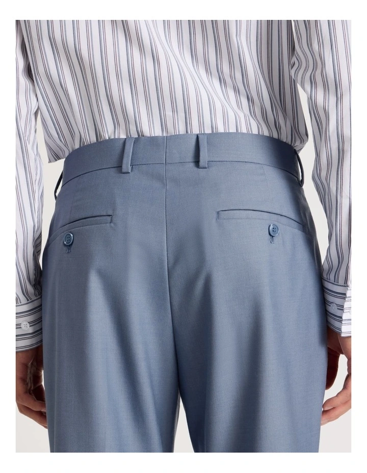Straight Leg Wool Trousers in Blue image 7