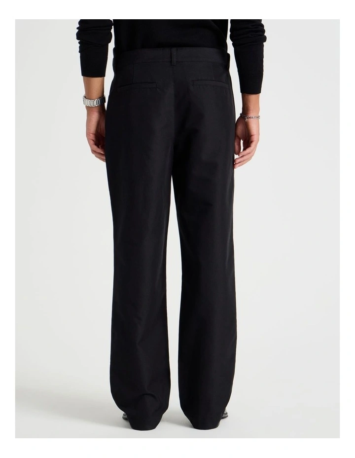 Double Pleat Tapered Fit Pants in Black image 5