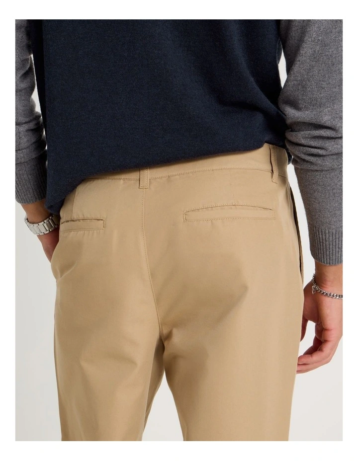 Double Pleat Tapered Fit Pants in Beige image 7
