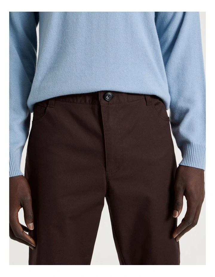 Slim Fit 5 Pocket Pant in Brown image 4