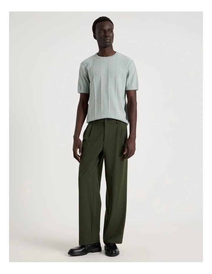 Wide Leg Pleated Pant in Khaki image 1