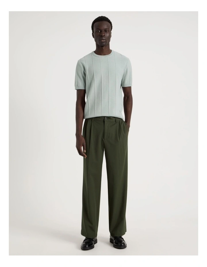 Wide Leg Pleated Pant in Khaki image 4