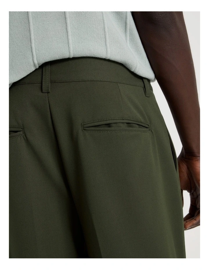 Wide Leg Pleated Pant in Khaki image 6