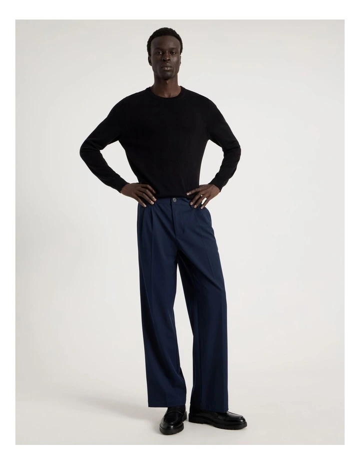 Wide Leg Pleated Pant in Navy image 1