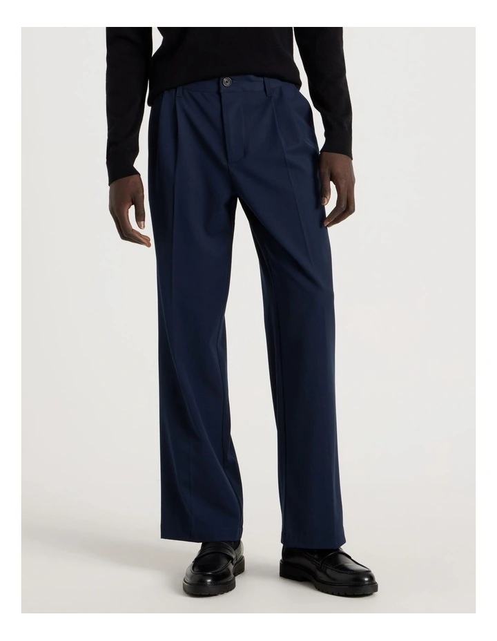 Wide Leg Pleated Pant in Navy image 2