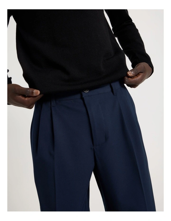 Wide Leg Pleated Pant in Navy image 3