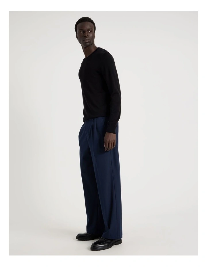 Wide Leg Pleated Pant in Navy image 4