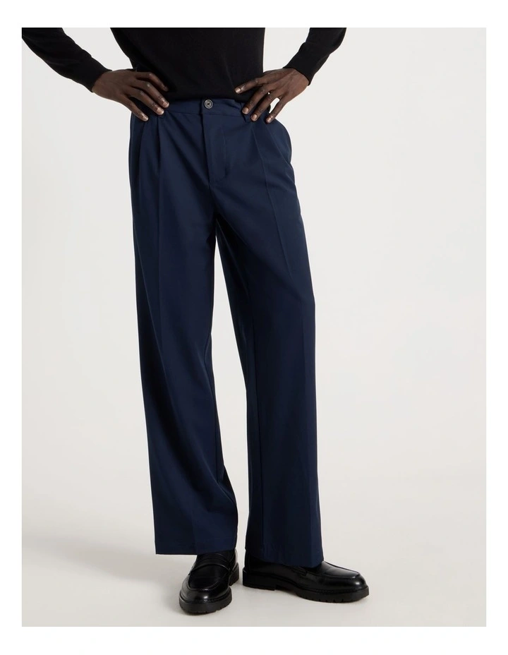 Wide Leg Pleated Pant in Navy image 5