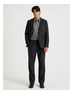 Tapered Fit Flannel Trousers in Charcoal