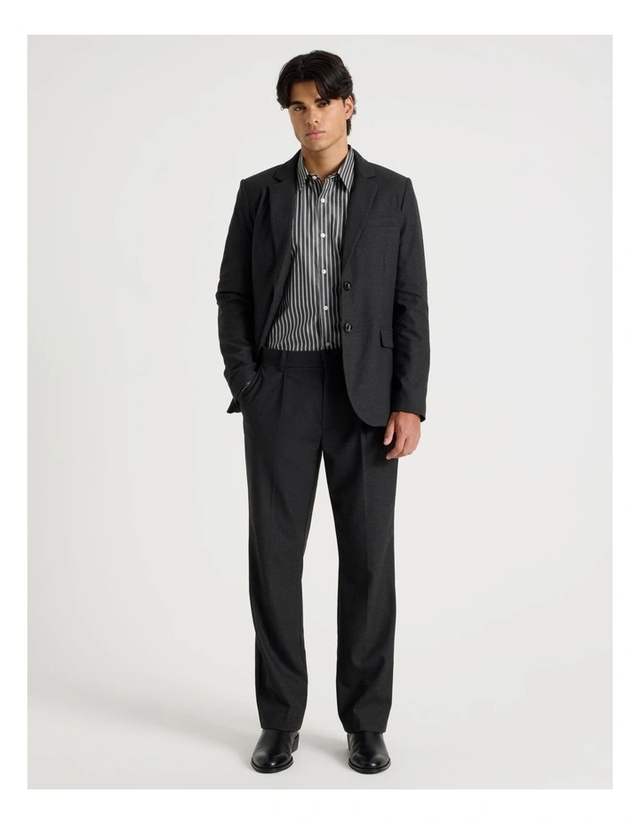 Tapered Fit Flannel Trousers in Charcoal image 1