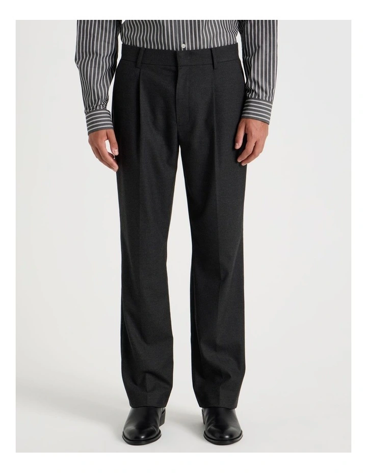 Tapered Fit Flannel Trousers in Charcoal image 2