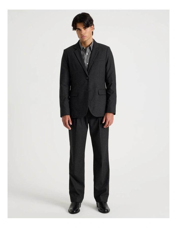 Tapered Fit Flannel Trousers in Charcoal image 5