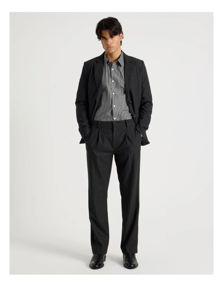 Tapered Fit Flannel Trousers in Charcoal image 7