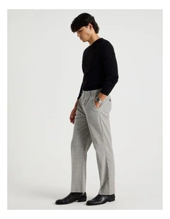 Tapered Fit Check Pants in Charcoal