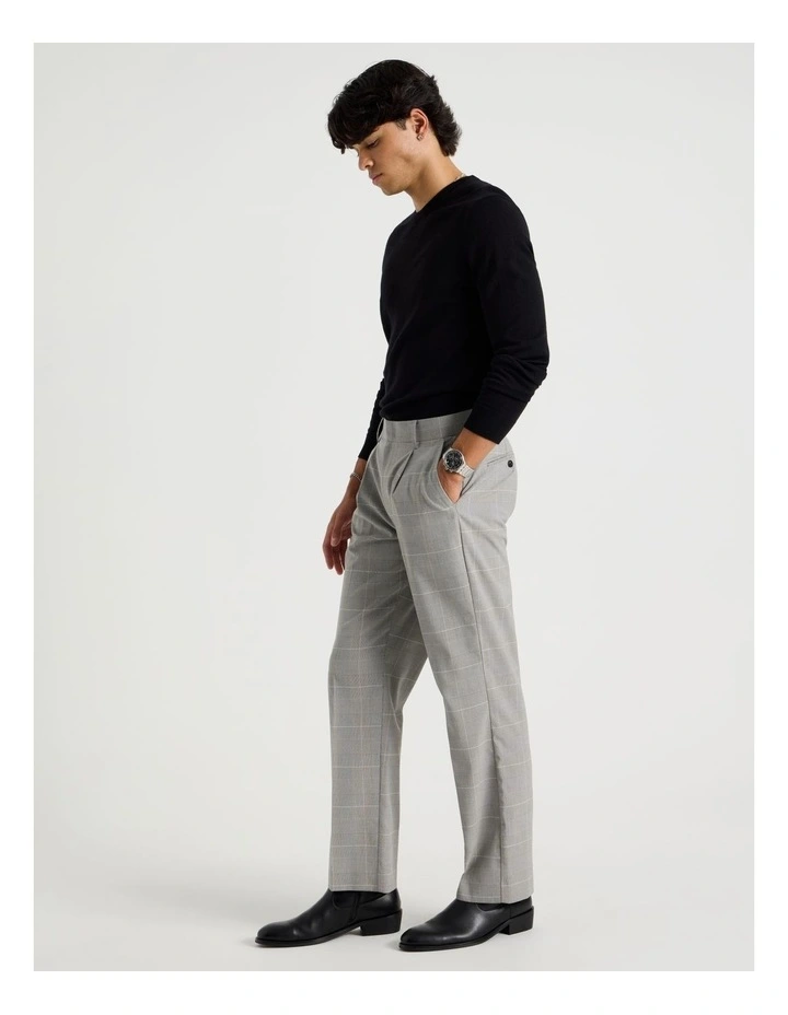Tapered Fit Check Pants in Charcoal image 1
