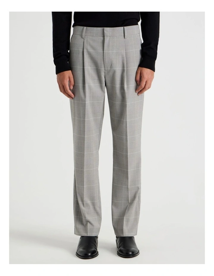 Tapered Fit Check Pants in Charcoal image 2