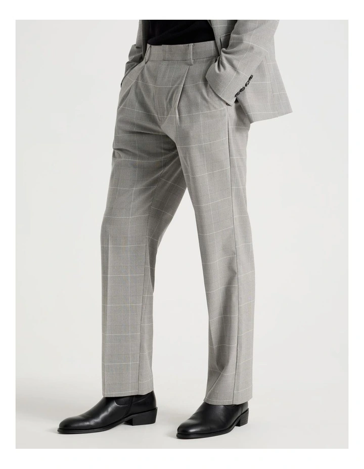 Tapered Fit Check Pants in Charcoal image 3