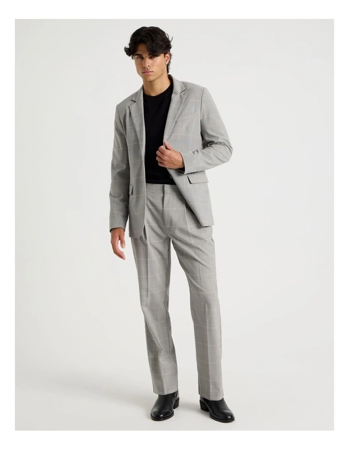 Tapered Fit Check Pants in Charcoal image 4