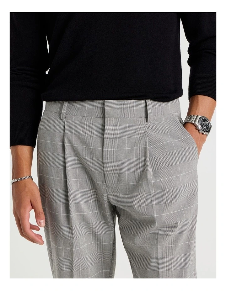 Tapered Fit Check Pants in Charcoal image 5