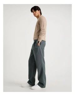 Double Pleat Tapered Fit Pants in Grey