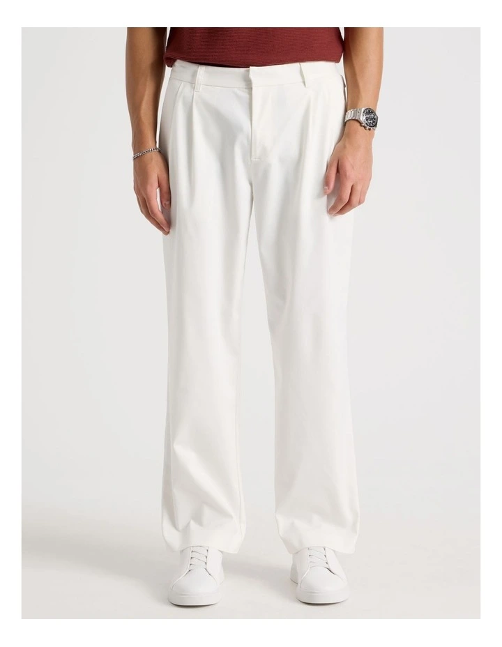 Tapered Pleat Front Trouser in Ecru image 2