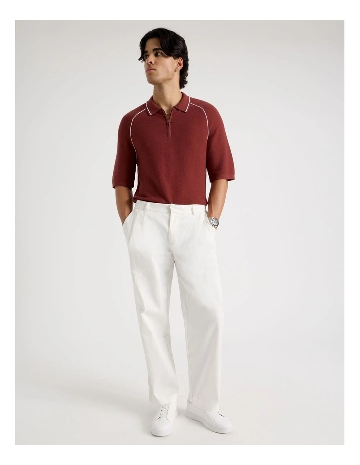 Tapered Pleat Front Trouser in Ecru image 3