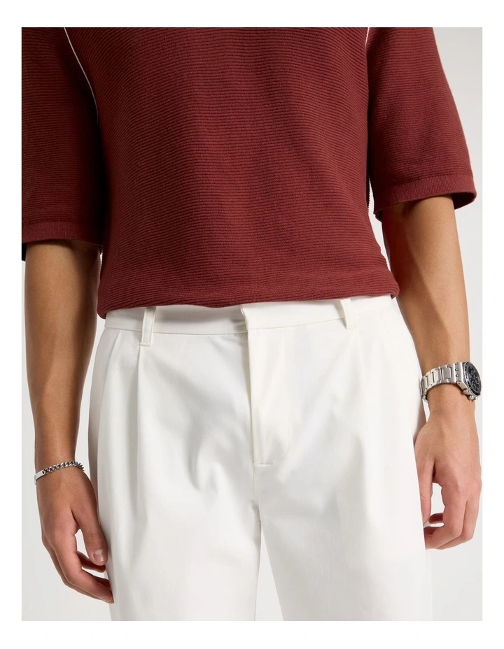 Tapered Pleat Front Trouser in Ecru image 4