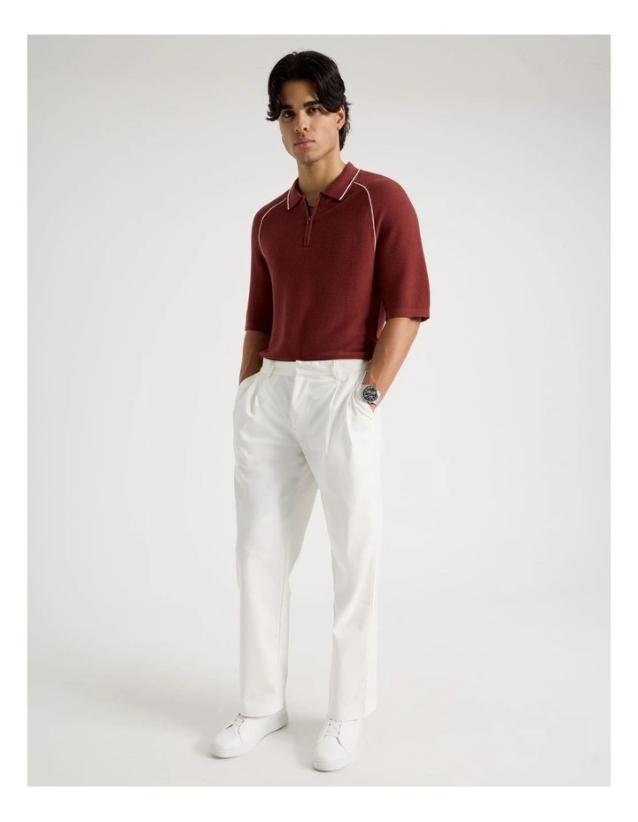 Tapered Pleat Front Trouser in Ecru image 5