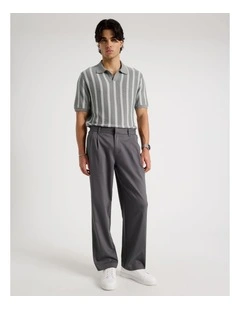 Tapered Pleat Front Trouser in Charcoal