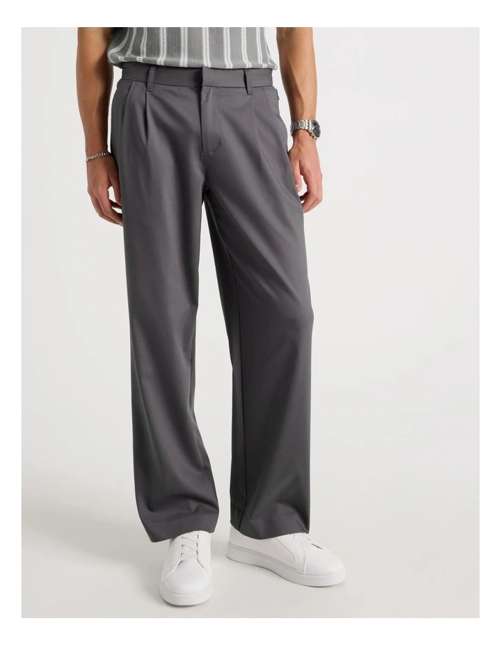 Tapered Pleat Front Trouser in Charcoal image 2