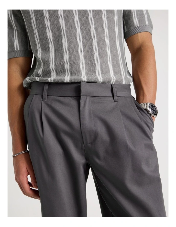 Tapered Pleat Front Trouser in Charcoal image 3