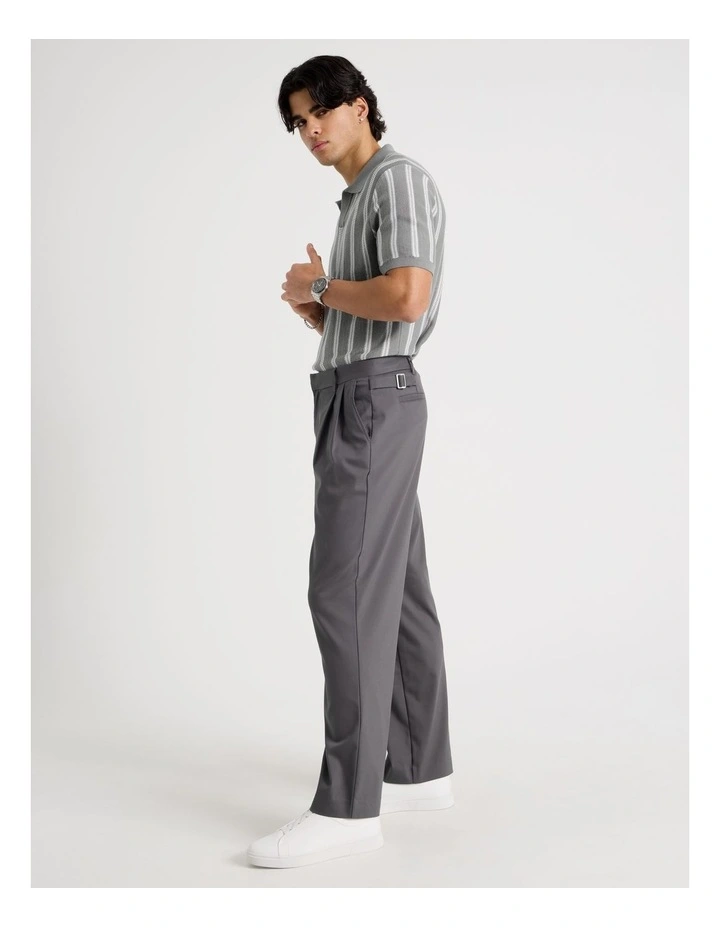 Tapered Pleat Front Trouser in Charcoal image 4