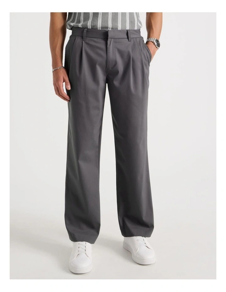 Tapered Pleat Front Trouser in Charcoal image 5