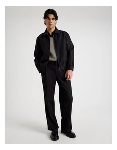Wide Leg Pleated Trousers in Black