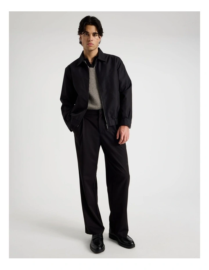 Wide Leg Pleated Trousers in Black image 1