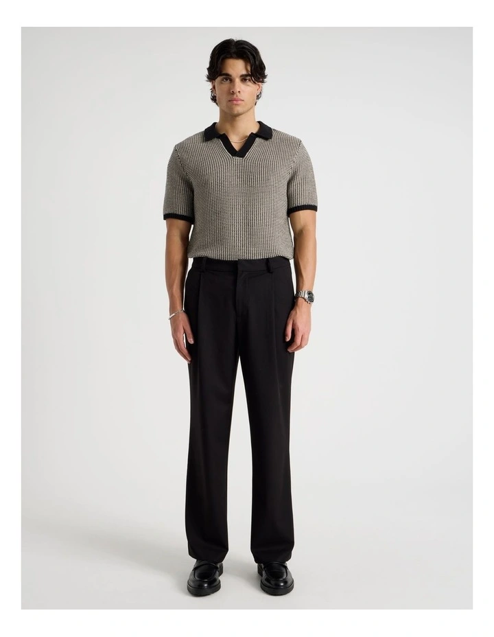 Wide Leg Pleated Trousers in Black image 3