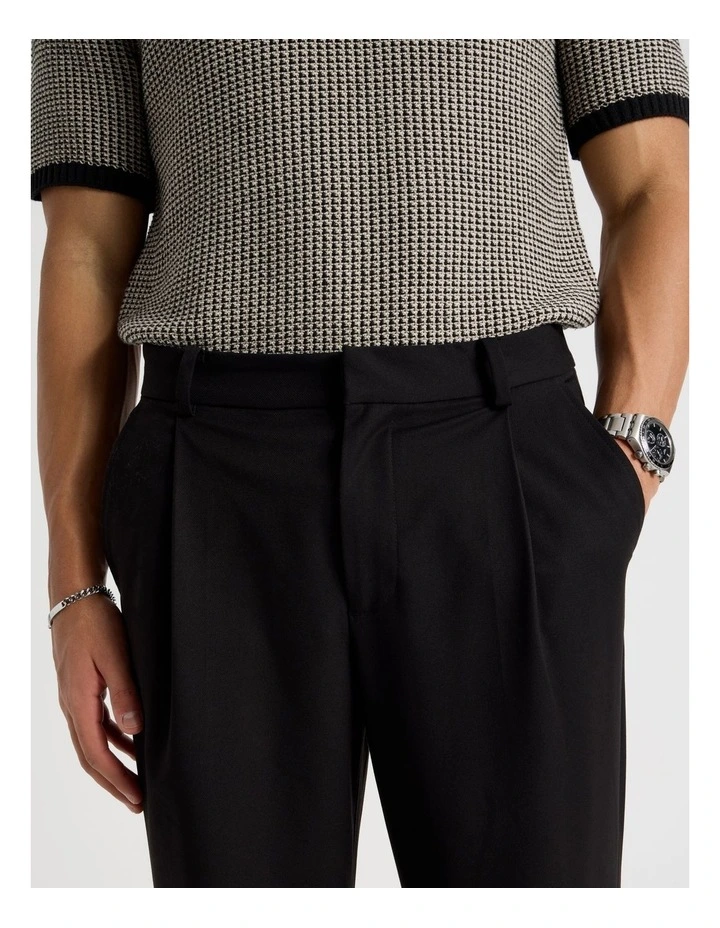 Wide Leg Pleated Trousers in Black image 4