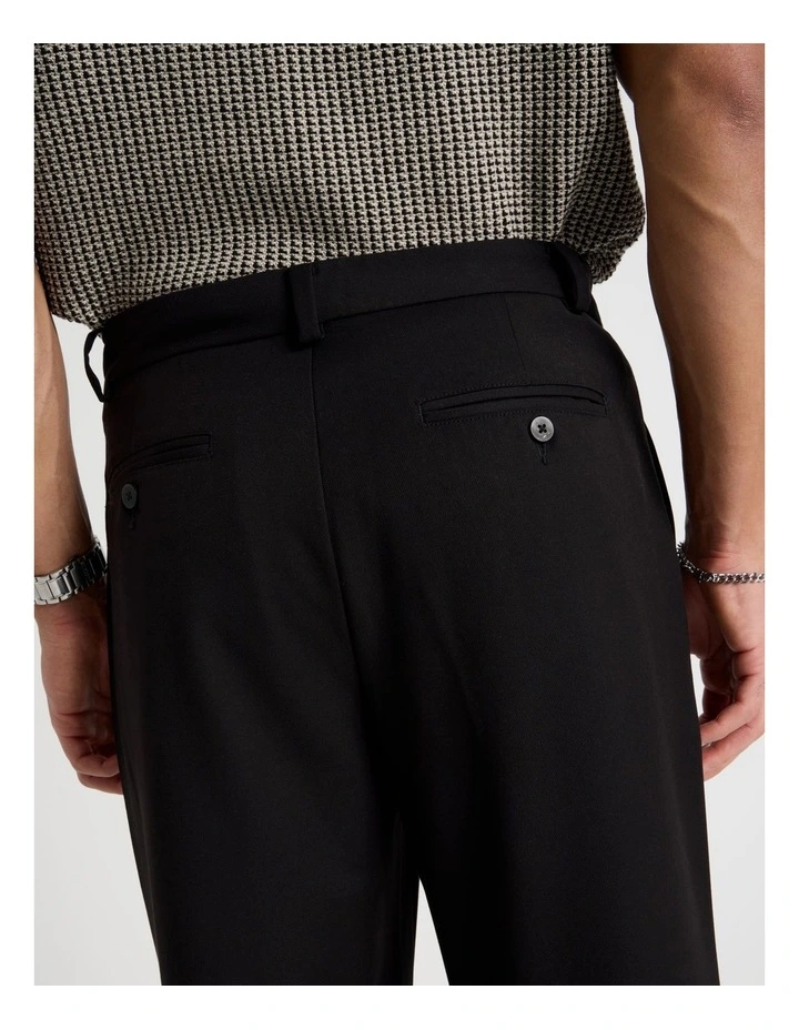 Wide Leg Pleated Trousers in Black image 6