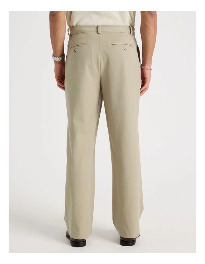 Wide Leg Pleated Trousers in Beige image 5