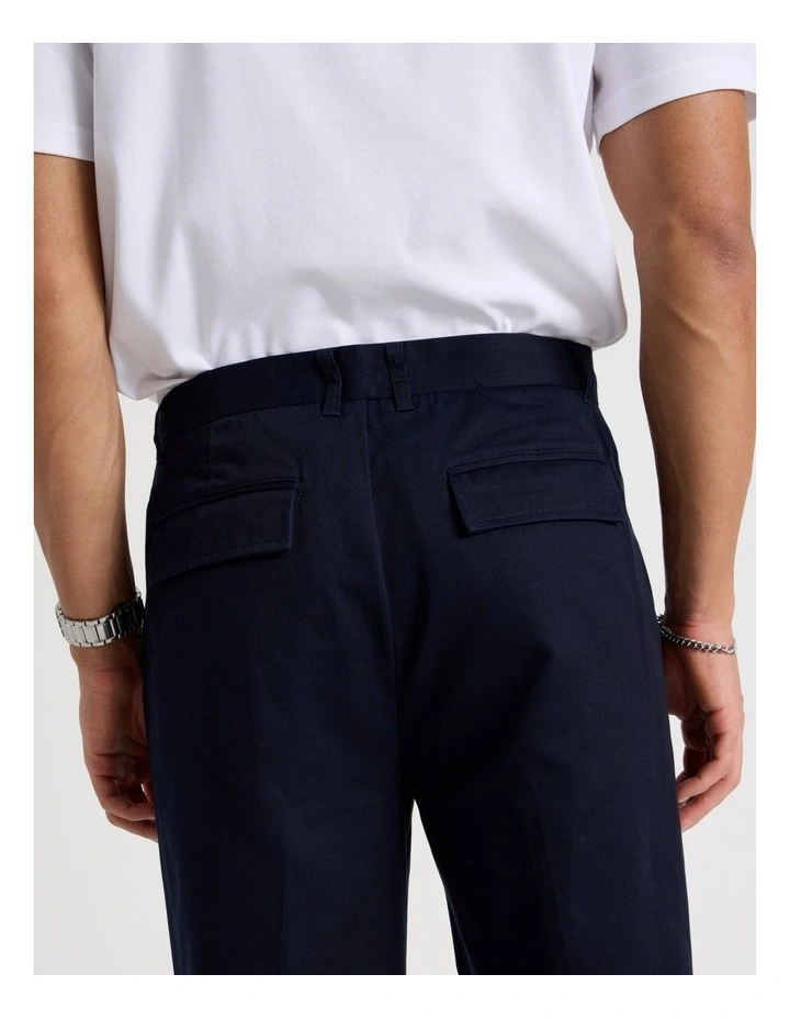Wide Leg Cotton Drill Pant in Navy image 6